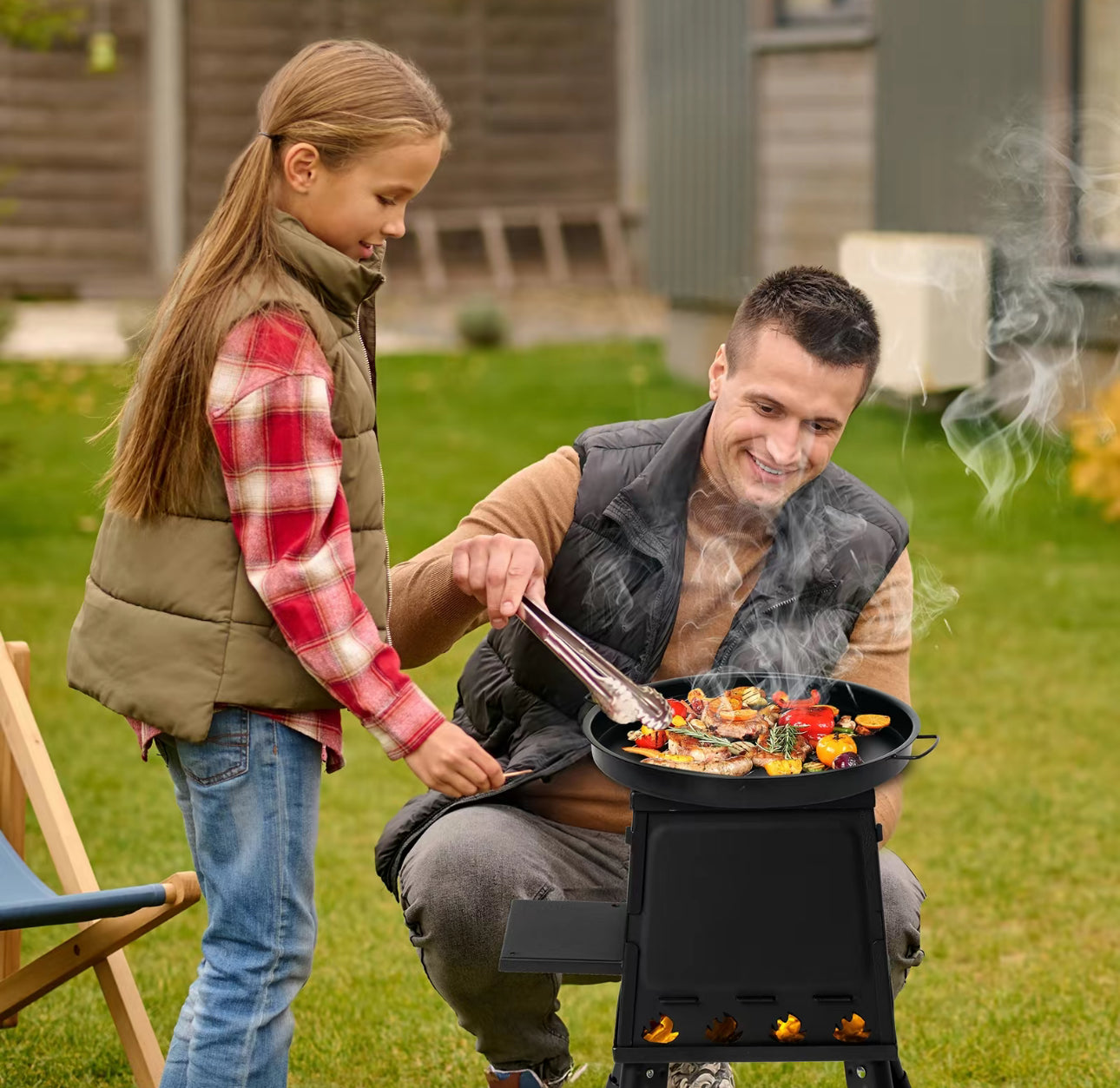 Foldable Outdoor Wood Heater with Firebox Burner