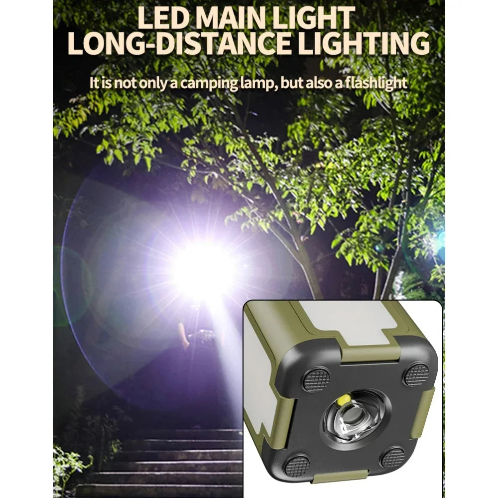 2000Mah Solar Camping Light Foldable Portable Tent Light with Intelligent Display Outdoor Hanging Light