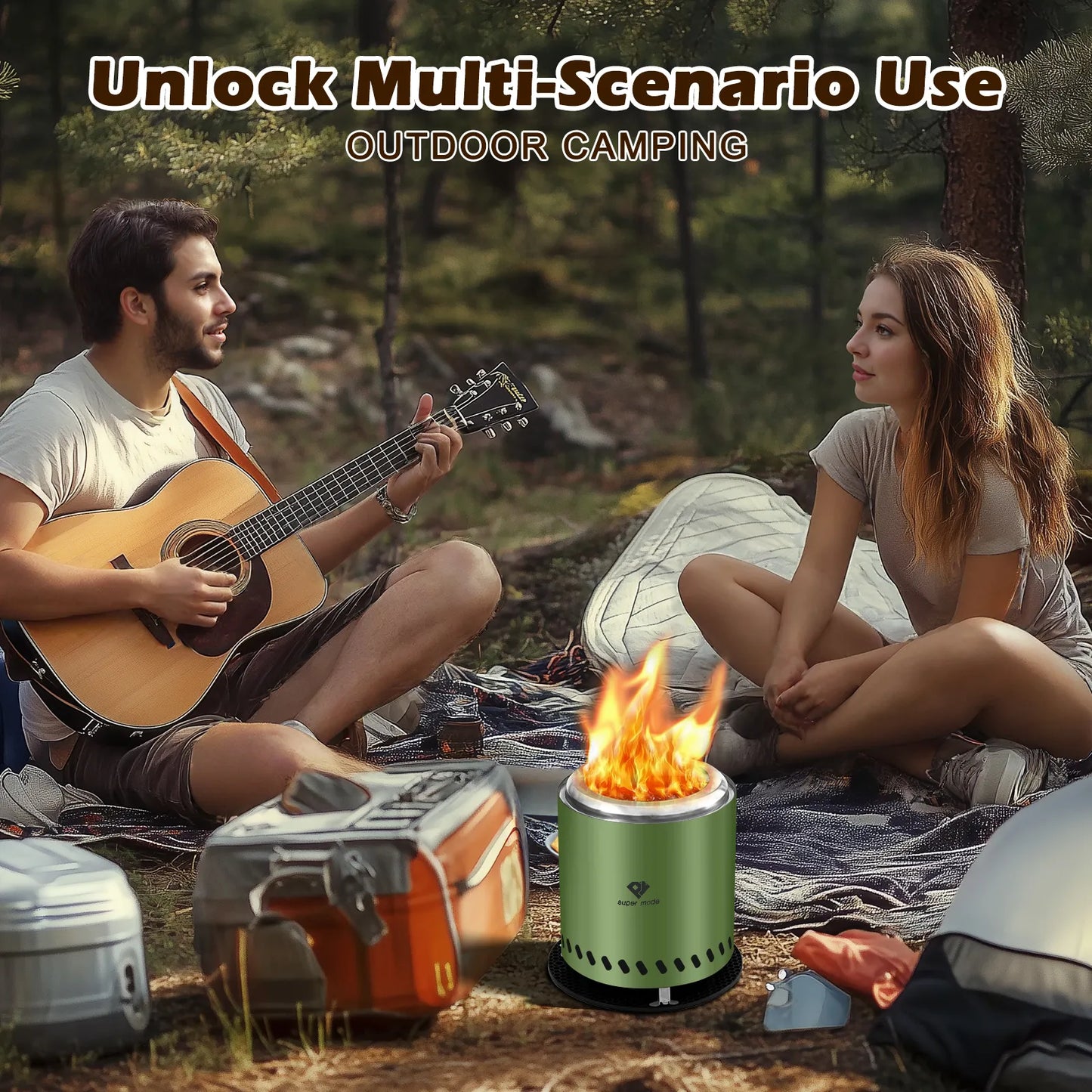 Durable Green Stainless Steel Tabletop Fire Pit with Smoke-Free Flame Effect