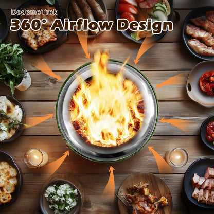 Durable Green Stainless Steel Tabletop Fire Pit with Smoke-Free Flame Effect