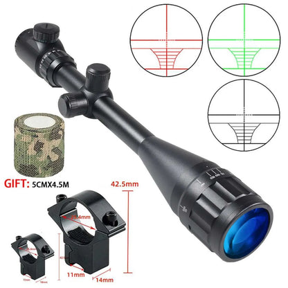 Tactical 6-24x50 AOEG Rifle Scope with Red & Green Dot Laser