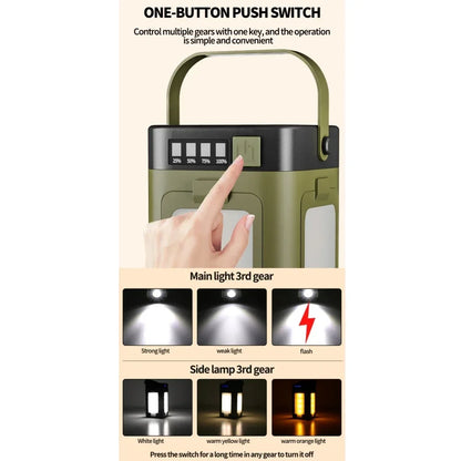 2000Mah Solar Camping Light Foldable Portable Tent Light with Intelligent Display Outdoor Hanging Light
