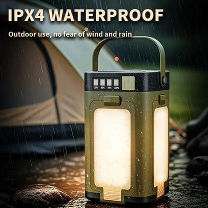 2000Mah Solar Camping Light Foldable Portable Tent Light with Intelligent Display Outdoor Hanging Light