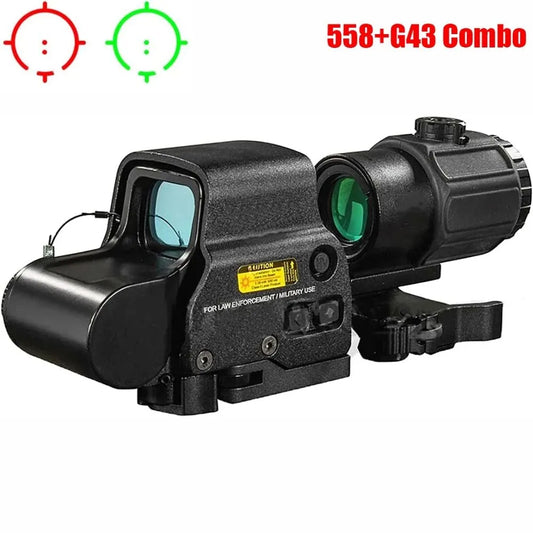 G43 Dot combination 558 G33X Sight Magnifier Collimator Sights Reflex with 20mm Holographic Scope Red Illuminated
