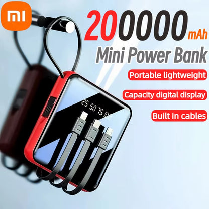 Xiaomi 200000Mah Mini Power Bank Portable Charger Mirror Screen LED Digital Powerbank External Battery for Iphone Xiaomi Huawei