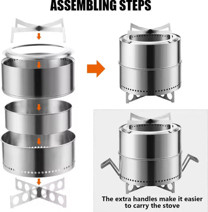 19" Smokeless Fire Pit with Stand – Stainless Steel Wood Burning Outdoor Fireplace for Backyard & Patio