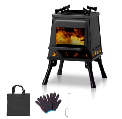 Foldable Outdoor Wood Heater with Firebox Burner