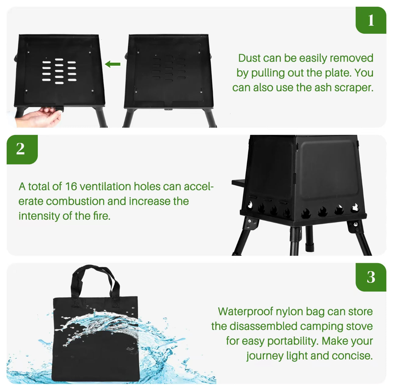 Foldable Outdoor Wood Heater with Firebox Burner