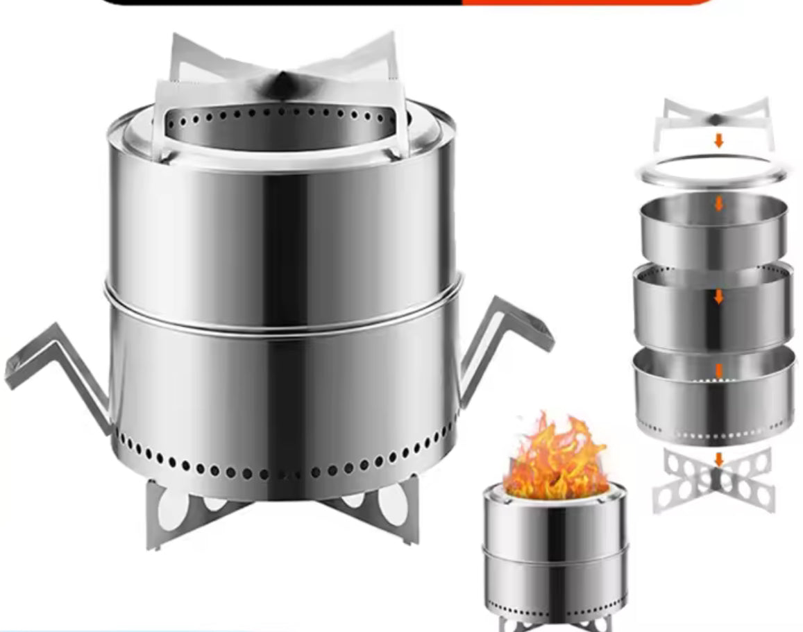 19" Smokeless Fire Pit with Stand – Stainless Steel Wood Burning Outdoor Fireplace for Backyard & Patio