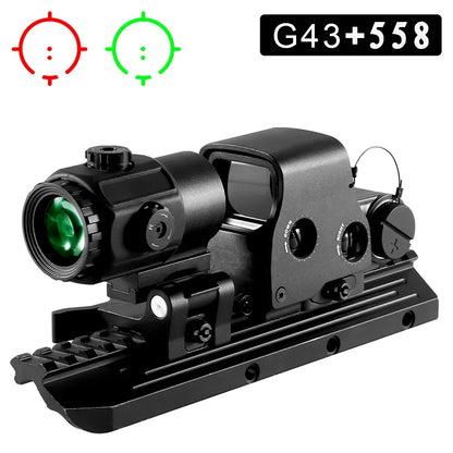 G43 Dot combination 558 G33X Sight Magnifier Collimator Sights Reflex with 20mm Holographic Scope Red Illuminated