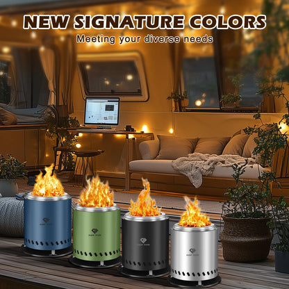 Durable Green Stainless Steel Tabletop Fire Pit with Smoke-Free Flame Effect